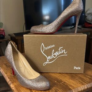 Christian Louboutin Sparkling Rose Gold Glitter Stiletto Pumps